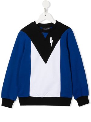 Neil Barrett Kids colour-block crew-neck sweatshirt - Blue