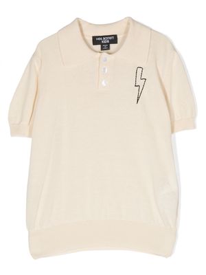 Neil Barrett Kids embroidered-logo cotton polo shirt - Neutrals
