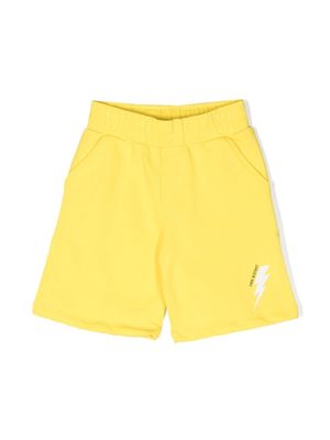 Neil Barrett Kids lightening-logo shorts - Yellow