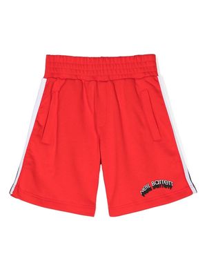 Neil Barrett Kids logo-print panelled shorts - Red