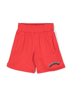 Neil Barrett Kids logo-print track shorts - Red