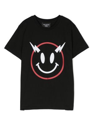 Neil Barrett Kids smiley-face print T-shirt - Black