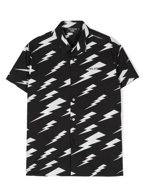 Neil Barrett Kids thunderbolt-print cotton shirt - Black