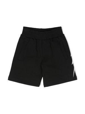 Neil Barrett Kids Thunderbolt print cotton shorts - Black