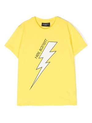 Neil Barrett Kids Thunderbolt print T-shirt - Yellow