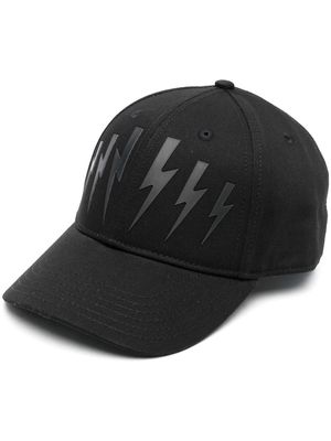 NEIL BARRETT Lightning-print baseball cap - Black