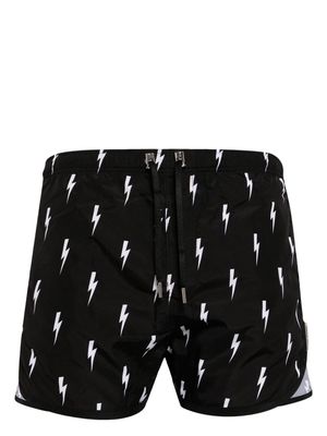 Neil Barrett lightning-print swim shorts - Black