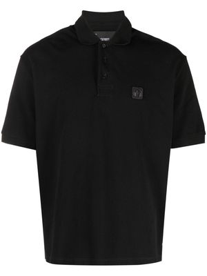 Neil Barrett logo-appliqué piqué polo shirt - Black