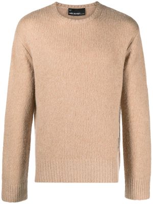 Neil Barrett logo patch brushed knit jumper - Brown