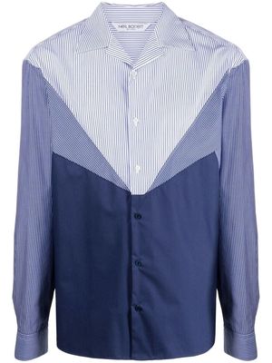 Neil Barrett Modernist-print long-sleeved shirt - Blue