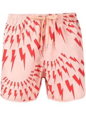 Neil Barrett motif-print swim shorts - Pink