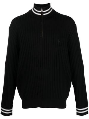 Neil Barrett striped-trim half-zip jumper - Black