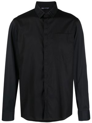 Neil Barrett Thunderbolt concealed placket shirt - Black