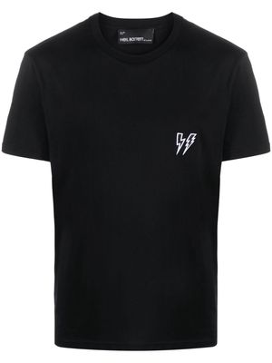 Neil Barrett Thunderbolt-embroidered cotton T-shirt - Black