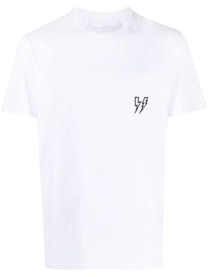 Neil Barrett Thunderbolt-embroidered cotton T-shirt - White