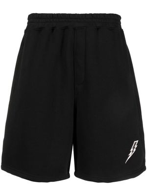 Neil Barrett Thunderbolt-embroidered track shorts - Black