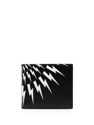 Neil Barrett Thunderbolt-print bi-fold leather wallet - Black