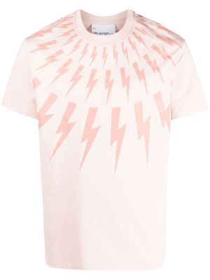 Neil Barrett Thunderbolt-print cotton T-shirt - Pink