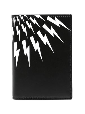 Neil Barrett Thunderbolt-print leather wallet - Black
