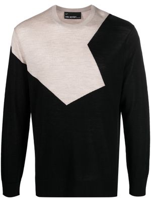 Neil Barrett two-tone long-sleeved wool sweatshirt - Black