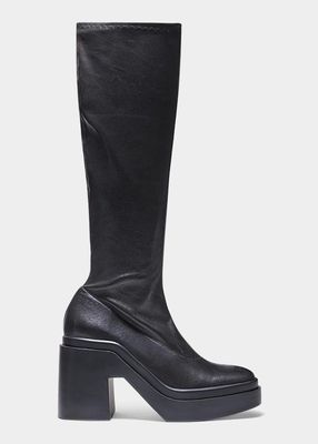 Nelly Stretch Leather Knee Boots