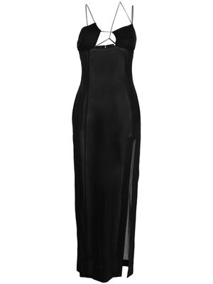 Nensi Dojaka asymmetric semi-sheer midi dress - Black