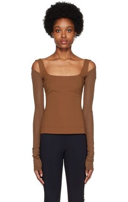 Nensi Dojaka Brown Cutout Long Sleeve T-Shirt