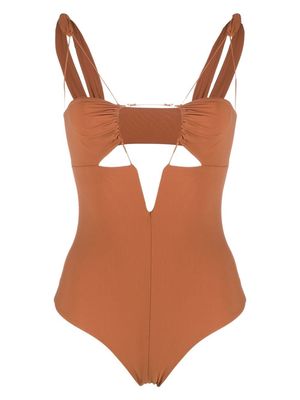 Nensi Dojaka cut-out detail swimsuit - Brown