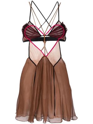 Nensi Dojaka cut-out detailed silk dress - Brown