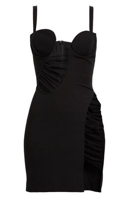 Nensi Dojaka Cutout Asymmetric Tulle Inset Minidress in Black
