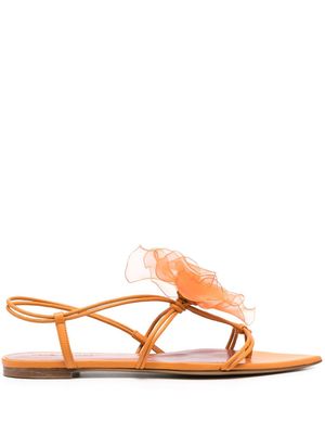 Nensi Dojaka faux-flower leather sandals - Orange