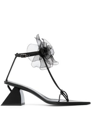 Nensi Dojaka flower-detail sandals - Black