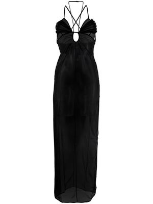 Nensi Dojaka gathered-detail strap-detail dress - Black