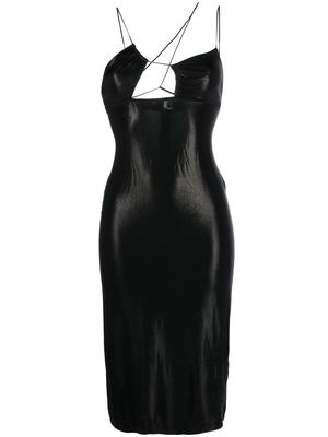 Nensi Dojaka glossy asymmetric-neck dress - Black