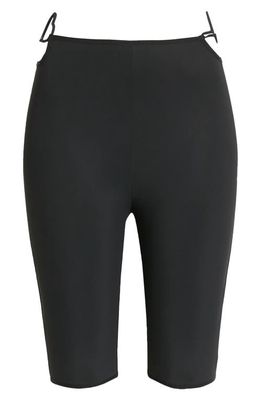 Nensi Dojaka Heart Hip Detail Biker Shorts in Black Black