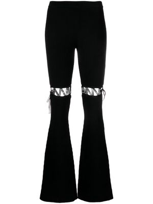 Nensi Dojaka lace-up ribbed trousers - Black