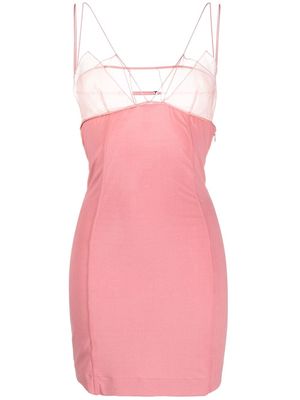 Nensi Dojaka sheer-panel multi-strap minidress - Pink