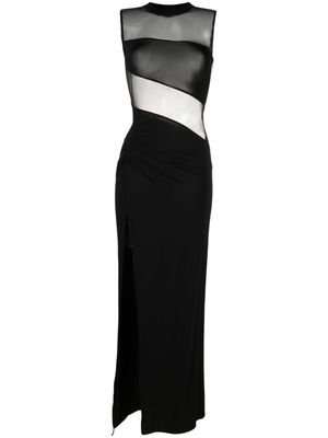 Nensi Dojaka sheer-panelling floor-length gown - Black
