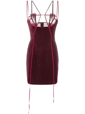 Nensi Dojaka spaghetti-straps cut-out velvet minidress - Purple