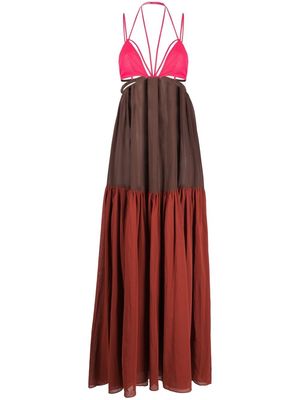 Nensi Dojaka strappy panelled maxi dress - Brown