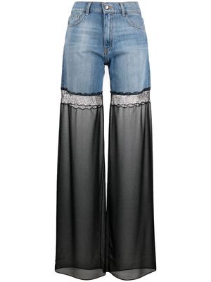 Nensi Dojaka tulle-panel straight-leg jeans - Blue