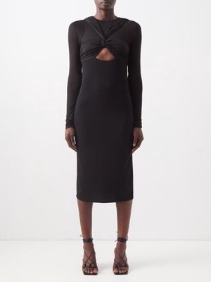Nensi Dojaka - Twisted Knot Jersey Midi Dress - Womens - Black