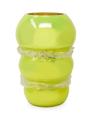 Neon Candy Tied Up Mirrored Vase - Neon Yellow Mirrored