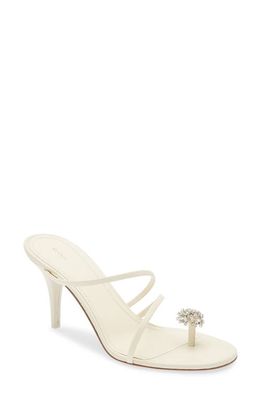 NEOUS Crystal Embellished Toe Loop Sandal in White