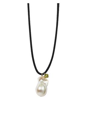 Neptune Cosmo 9K Yellow Gold, 23K Gold-Plated, Baroque Pearl & Peridot Cord Necklace