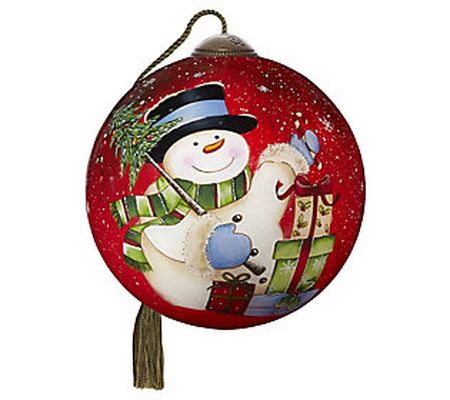 NeQwa 4" Snowman Celebration Standard Round Sha pe Ornament