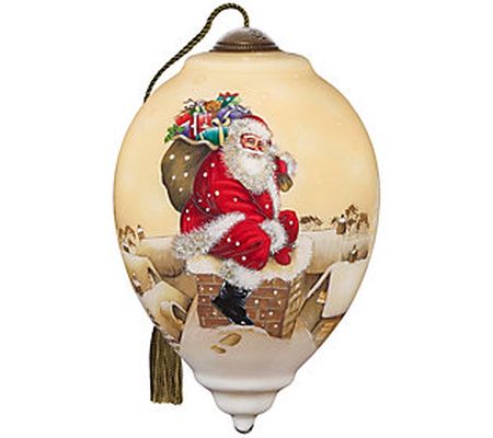 Ne'Qwa 5.5" Santa On Rooftop Under Cream Colore Sky Ornament