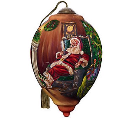 Ne'Qwa 5.5" Traditional Santa Relaxing By Firep lace Ornament