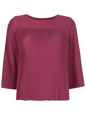 Neriage Legbi round-neck plissé blouse - Purple