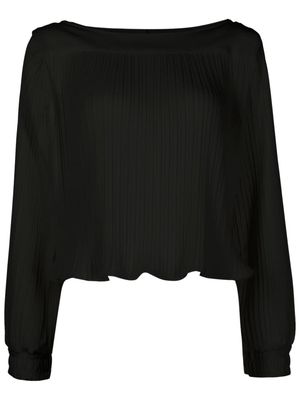 Neriage long-sleeve pleated blouse - Black